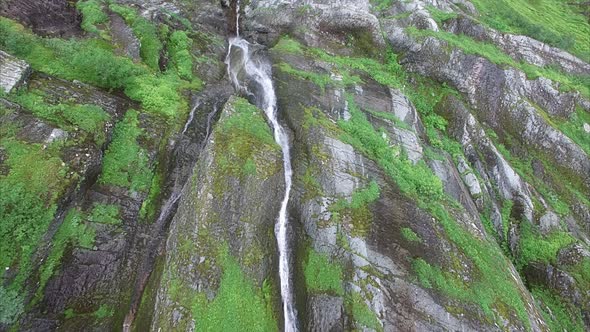 Aerial view of thin stream of water alt