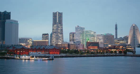 Yokohama city bay at night alt