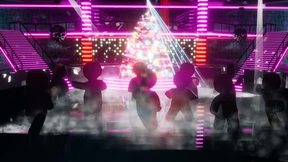 Gingerbread Men Are Dancing In The Night Disco Club