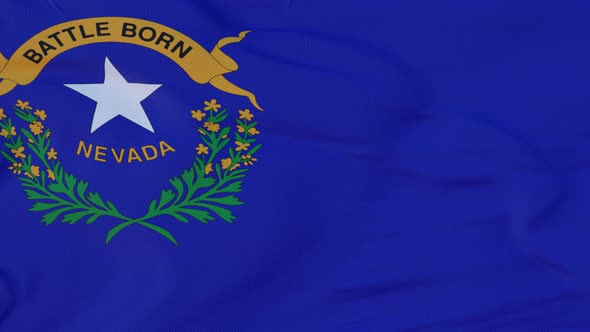 Flag of Nevada State Region of the United States Waving at Wind alt