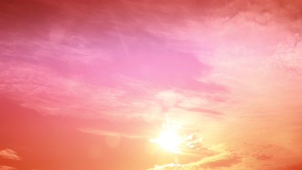 Time Lapse of a Beautiful Vivid Coral Purple Orange Sky at Sunset with Clouds alt