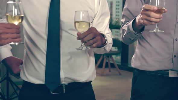 Successful Business People Drink Wine and Champagne in Ball Room Dinner Feast alt