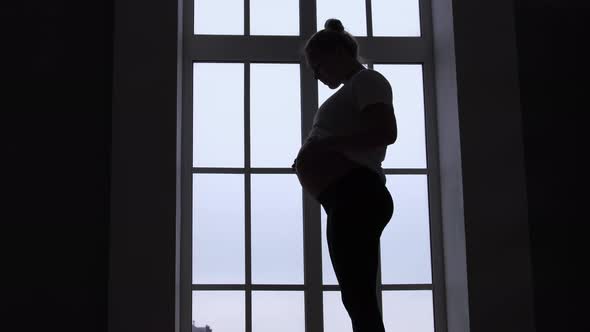 Silhouette of a pregnant girl