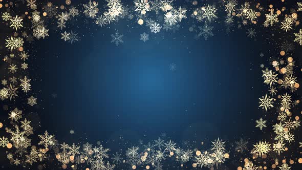 Christmas Snowflakes Frame on Blue