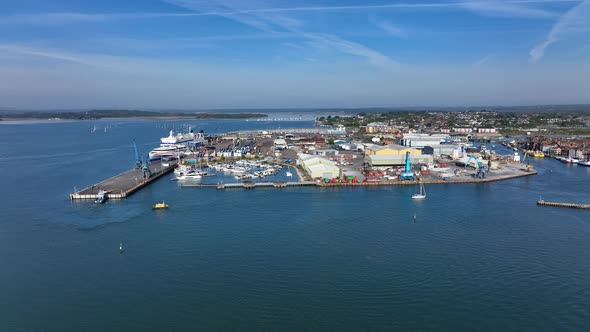 Poole Harbour and Docks in the UK During the Summer alt