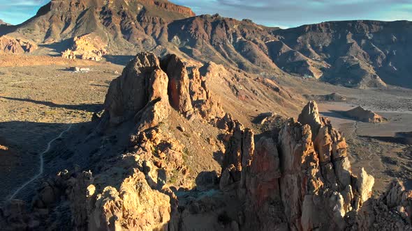 Volcanic Nature Landscape. Flying Away From Rocks By the Mount Teide Volcano in Tenerife, Canaries alt