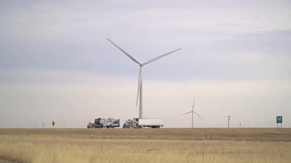 Texas wind turbines on steppe grass background