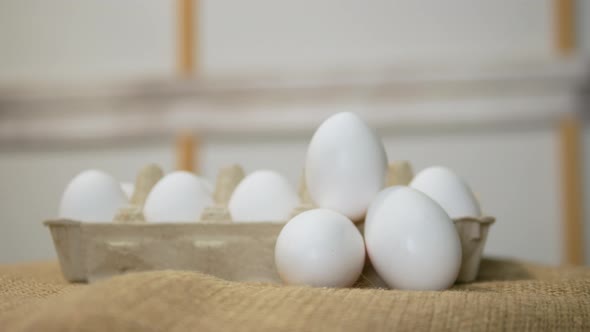 Fresh Store Bought Chicken Eggs In A Tray, Natural White Chicken Eggs In A Paper Tray alt