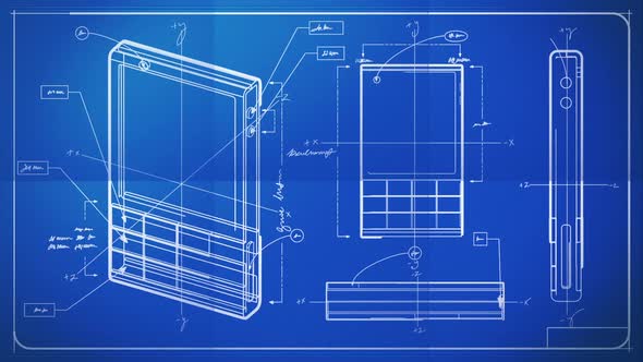 Classic Smartphone Technical Drawing Blueprint