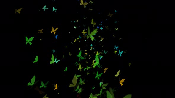 Swarm of Butterflies flying Upward Loop