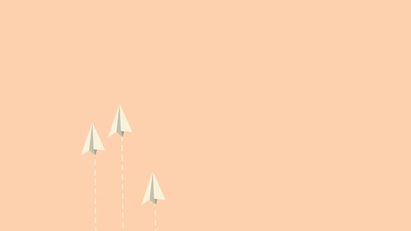 Group of the white paper planes and one diffrent color