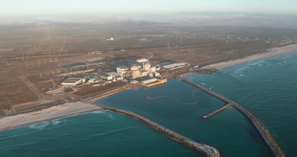 A Nuclear Power Plant at South Africa Cape Town Coast Line with Beautiful Blue Ocean alt