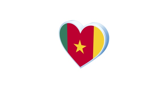 Cameroon Flag Heart Shape alt