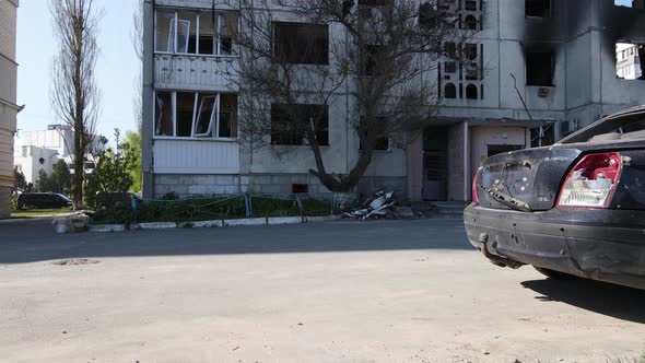 Ruined Residential Building in Borodyanka Kyiv Region Ukraine alt