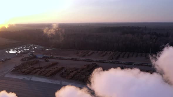The Thick Smoke Coming From the Pipes in the Sawmill Industry in Imavere Estonia