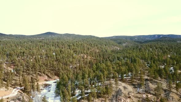 Aerial view of Pikes National Forest in the Winter alt