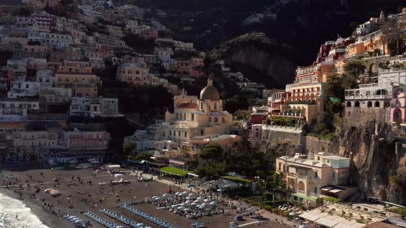 View at Coastline of Positano Town in Italy