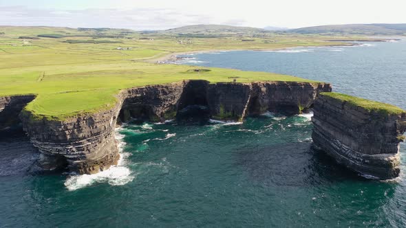 Aerial View of the Dun Briste Sea Stick at Downpatrick Head County Mayo  Republic of Ireland alt