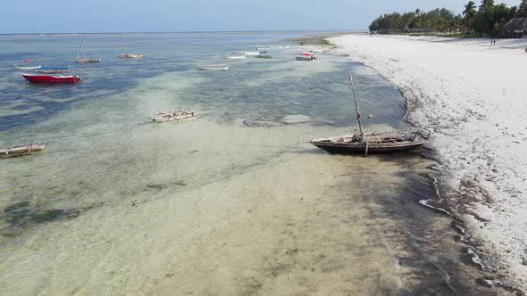 Boats in the Ocean Near the Coast of Zanzibar Tanzania Slow Motion alt