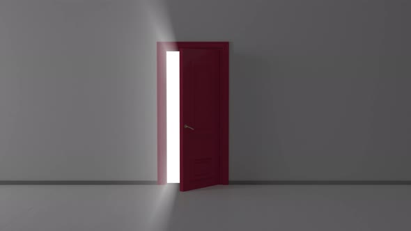 Door Opens And A Bright Light Flooding A Dark Room 4k