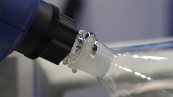 Scientific Experiment in Medical Laboratory. Analysis Testing Equipment - Lab Mixer Tubes and Beaker alt