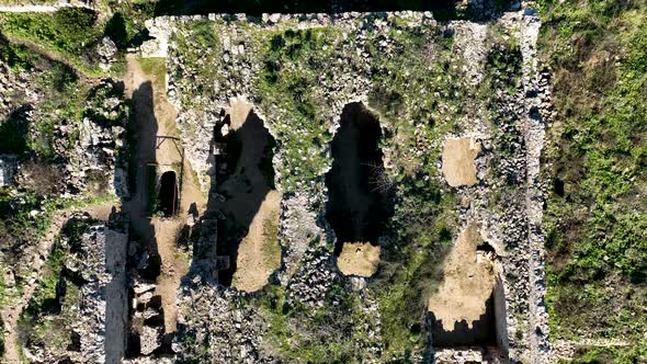 Ruins of an ancient city aerial view alt