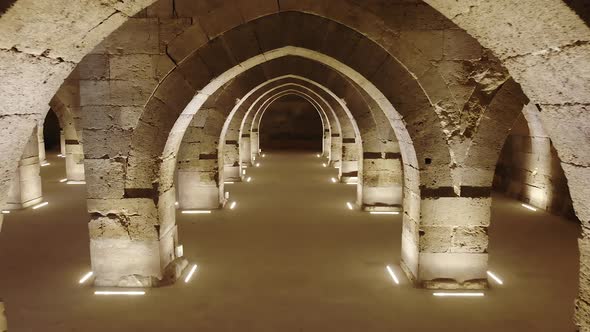 Interior of Historical Monumental Building With Stone Arches and Domes alt