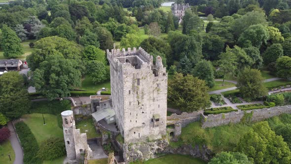 Blarney castle  Ireland drone aerial overhead footage alt