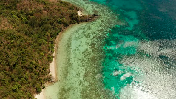 Tropical Island with Sandy Beach Philippines Palawan, Stock Footage