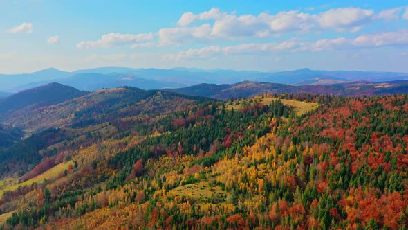 Aerial Drone Video Flying Over Carpathians Mountains, Ukraine, Europe alt