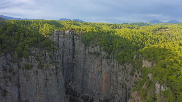 Drone View of the Very High and Beautiful Tazi Canyon in Manavgat Antalya Turkey alt