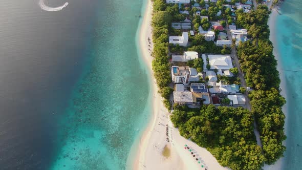 Ukulhas Maldive Island Sunset Aerial View