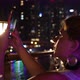 Young Beautiful Pretty Caucasian Girl Woman Photographs Night View Dubai Marina on Smartphone - VideoHive Item for Sale