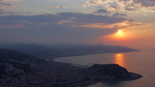 Sunset in the city of giresun in the black sea