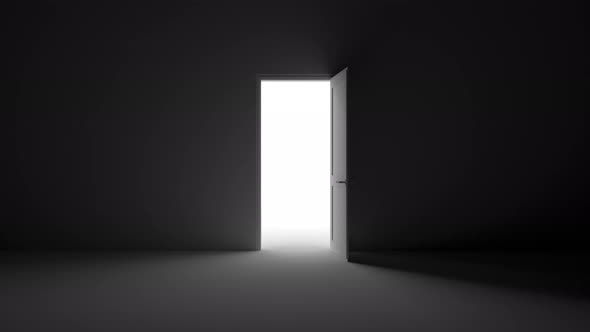 Door opens and a bright light flooding a dark room