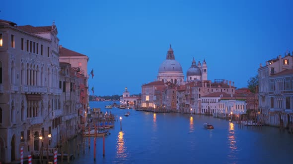 View of Venice Grand Canal and Santa Maria Della Salute Church in the Evening alt