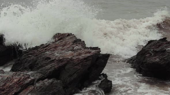 sea wave with stone at Khao Laem Ya in Mu Ko Samet National Park, Rayong Province, Thailand