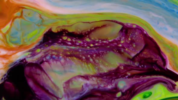 Colorful Chaos Ink Spread In Liquid Paint Turbulence Movement 5