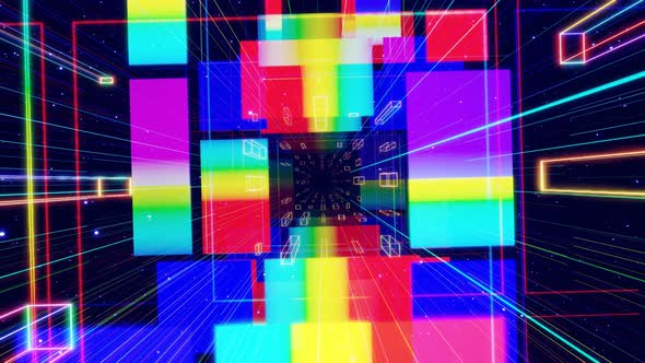 Flight Through Digital Neon Creative Art Space alt