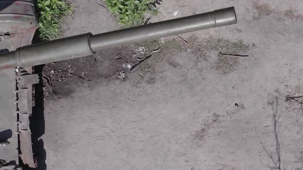 Vertical Video of Ukraine in the War  Burnt Out Tank alt