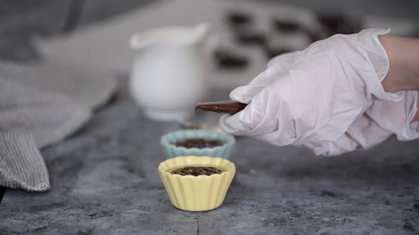 Woman Making of a Chocolate Decorations