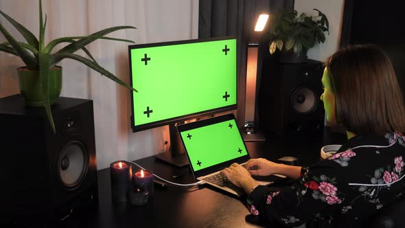 Green screen mock-up display.  alt