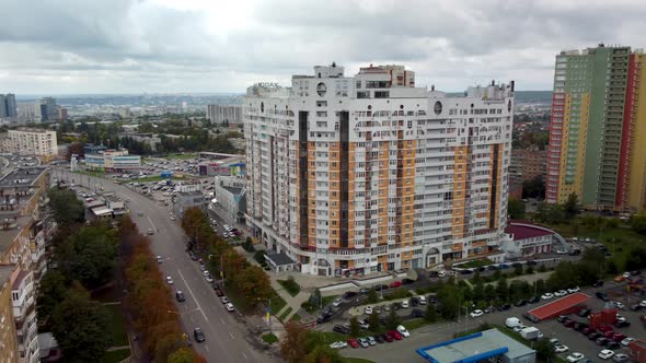 Kharkiv city aerial. Multistory modern buildings