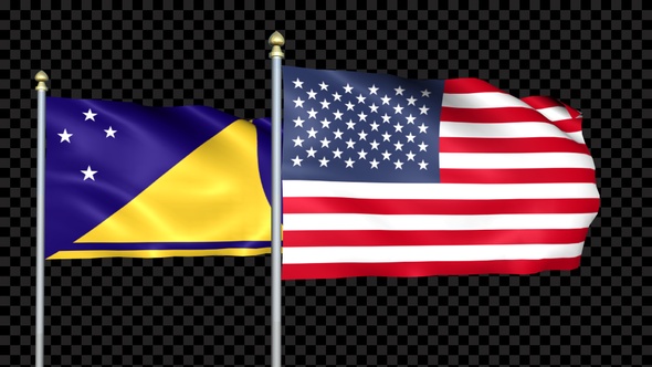 Tokelau And United States Two Countries Flags Waving alt