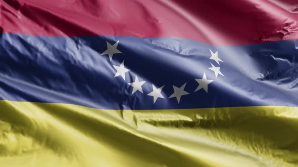 Venezuela flag waving on the wind. Slow motion. 20 seconds loop.  alt