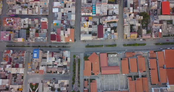 A topdown video of huaraz city in peru alt
