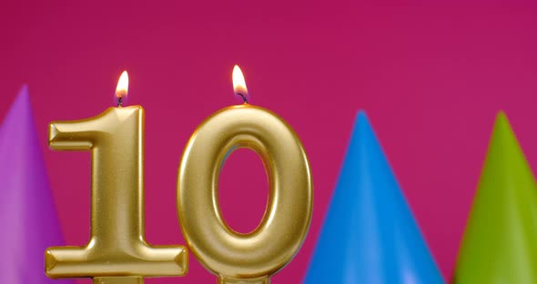 Burning Birthday Cake Candle Number 10