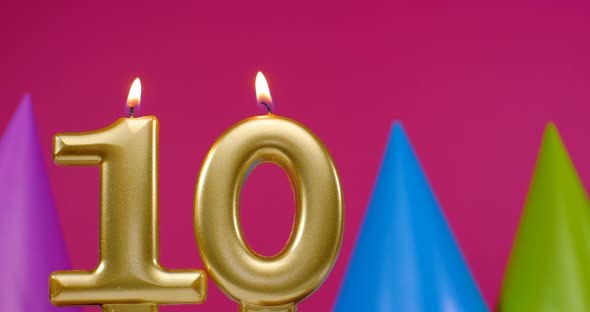 Burning Birthday Cake Candle Number 10 alt