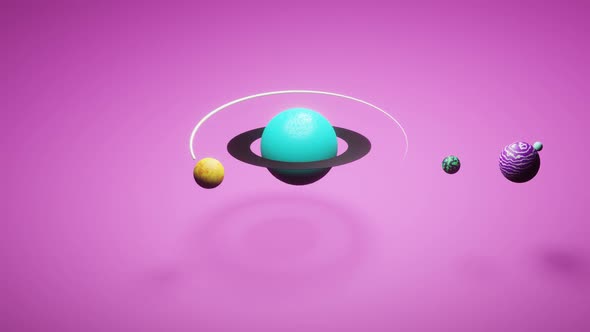 Cartoon Style Planets Looped