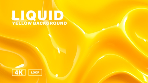 Liquid abstract yellow glossy wavy background